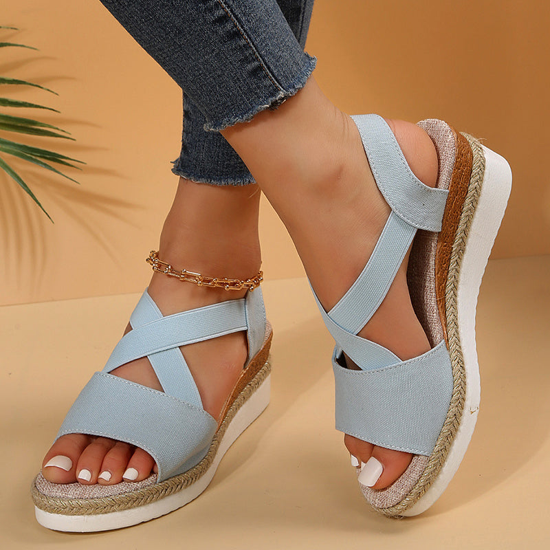 Elevate Your Summer Style: Cross-Strap Platform Wedge Sandals for All-Day Comfort