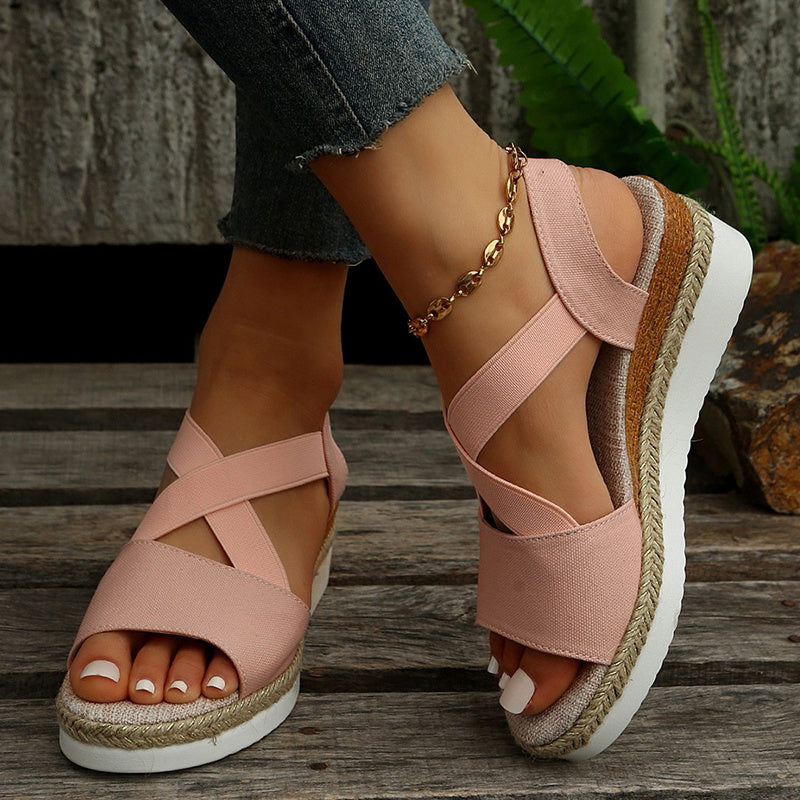 Elevate Your Summer Style: Cross-Strap Platform Wedge Sandals for All-Day Comfort