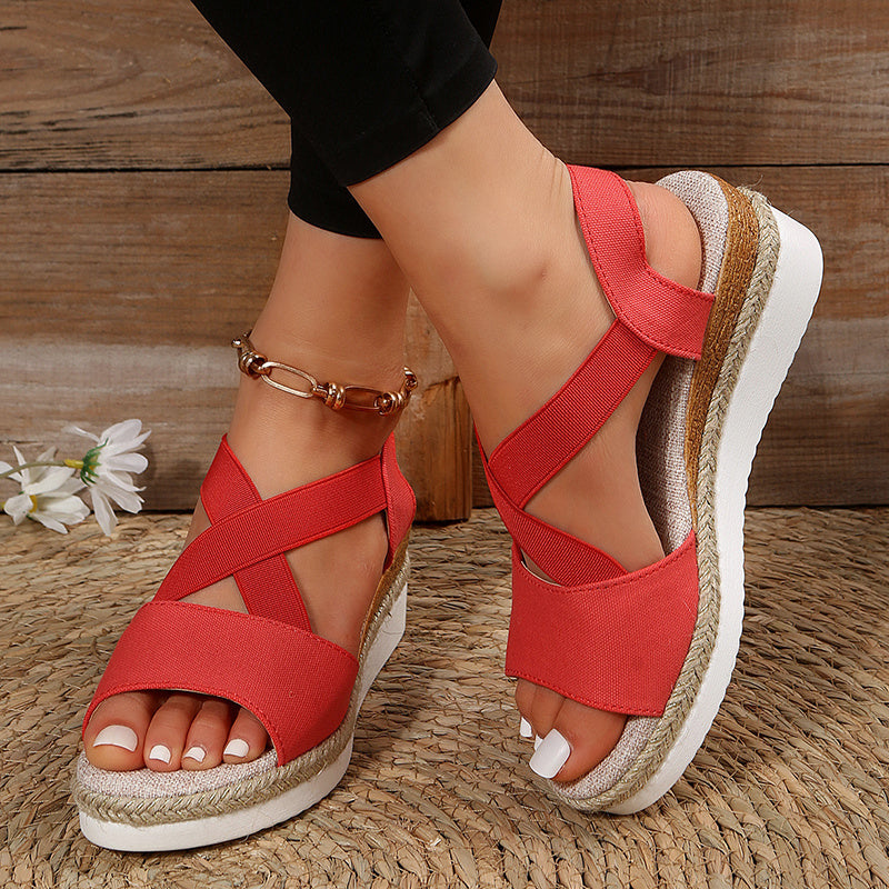 Elevate Your Summer Style: Cross-Strap Platform Wedge Sandals for All-Day Comfort