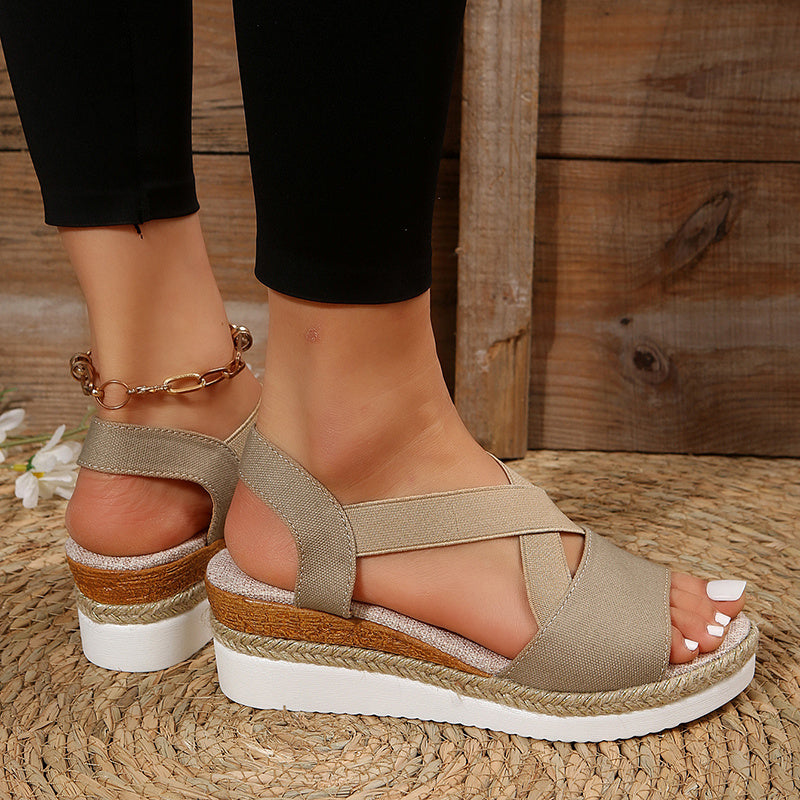 Elevate Your Summer Style: Cross-Strap Platform Wedge Sandals for All-Day Comfort