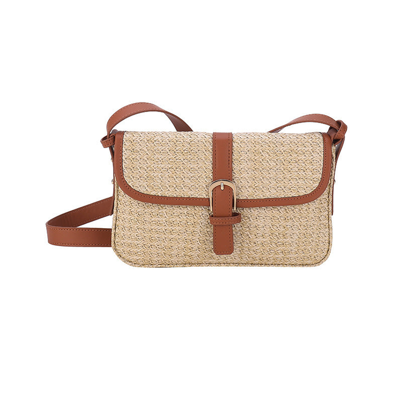 Upgrade Your Summer Style: Trendy Straw Shoulder Bag with Chic Sewing Thread Accents