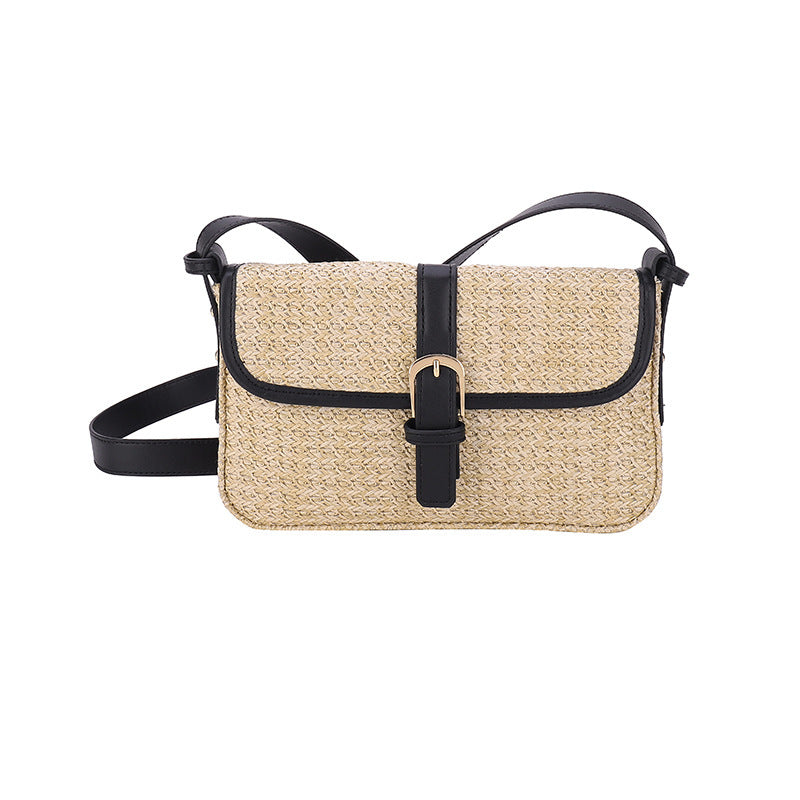 Upgrade Your Summer Style: Trendy Straw Shoulder Bag with Chic Sewing Thread Accents