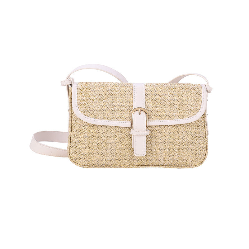 Upgrade Your Summer Style: Trendy Straw Shoulder Bag with Chic Sewing Thread Accents