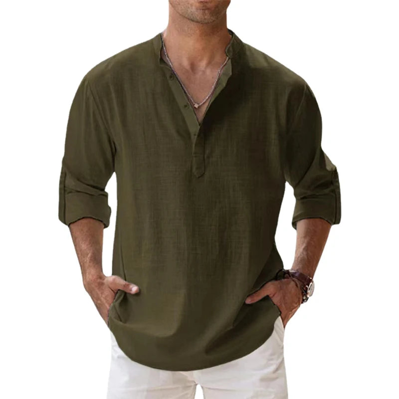 Discover Effortless Style: Men's Cotton Linen Beach Shirt for Summer