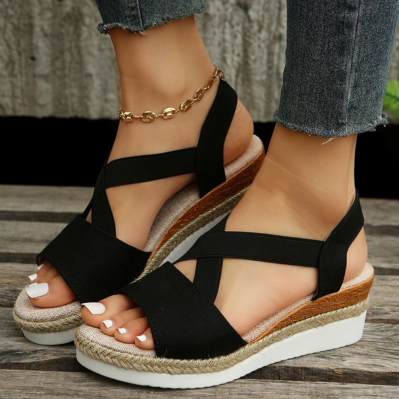 Elevate Your Summer Style: Cross-Strap Platform Wedge Sandals for All-Day Comfort