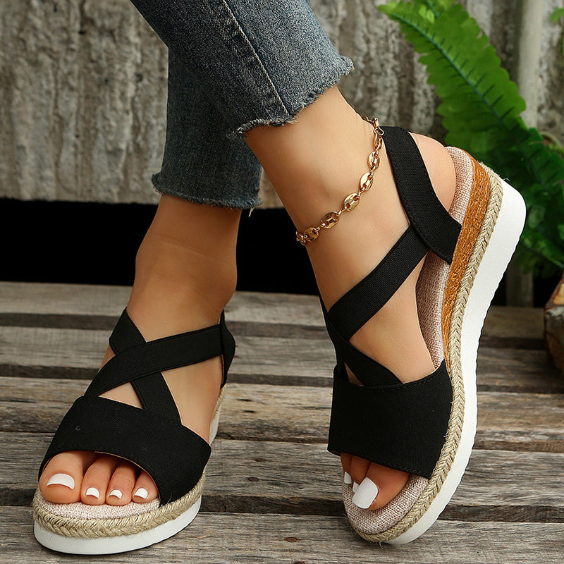 Elevate Your Summer Style: Cross-Strap Platform Wedge Sandals for All-Day Comfort