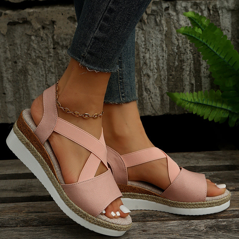 Elevate Your Summer Style: Cross-Strap Platform Wedge Sandals for All-Day Comfort